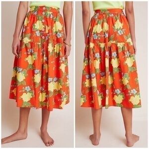 💋Anthropologie WHIT floral skirt size 4